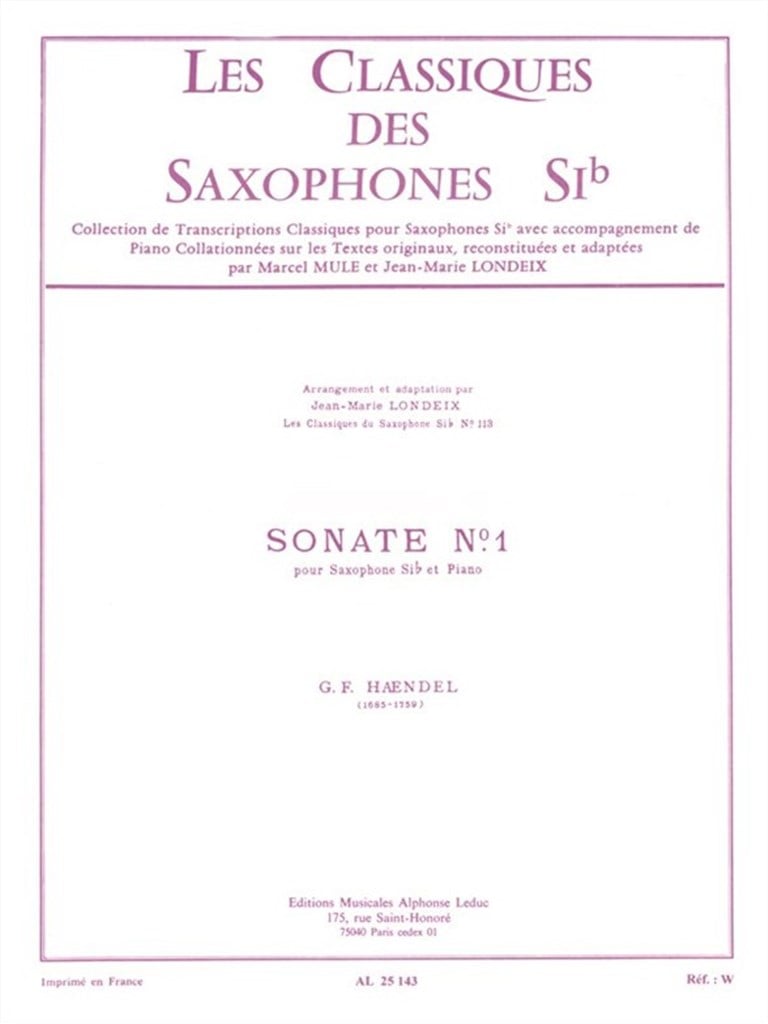 Sonata No.1 Op.1 No.8 (Tenor Saxophone/Piano)